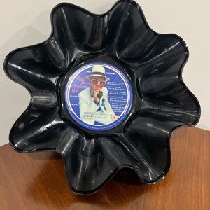 Black Vinyl Record Bowl Home Accent
